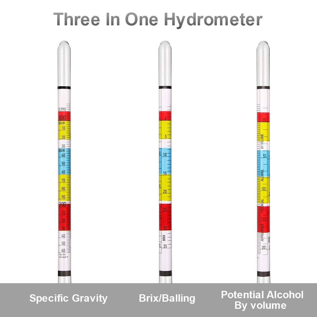 Circrane Hidrómetro de triple escala y tarro de vidrio para vino cerveza, vino, Mead y Kombucha, ABV, Brix y Gravity Test Kit