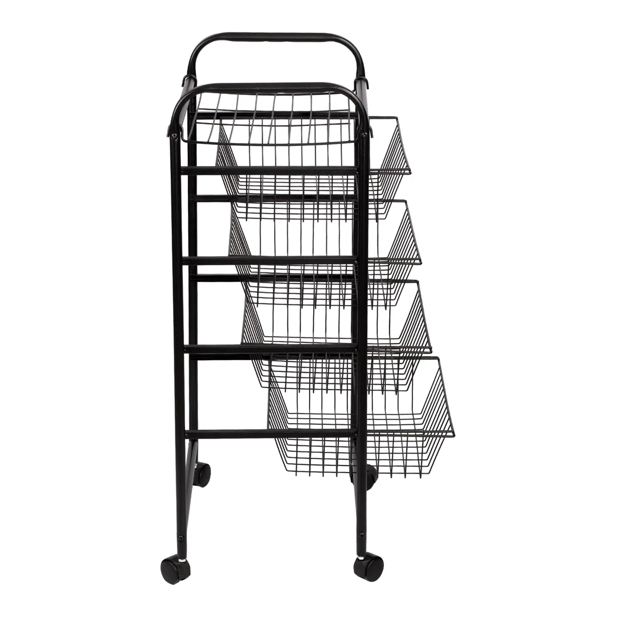 [en.casa] Carro de Servicio de 5 Niveles Carrito de Cocina con 4 Cestas 1 Estante de Rejilla Estantería Rodante Multiuso Metal 87 x 41 x 32 cm Negro