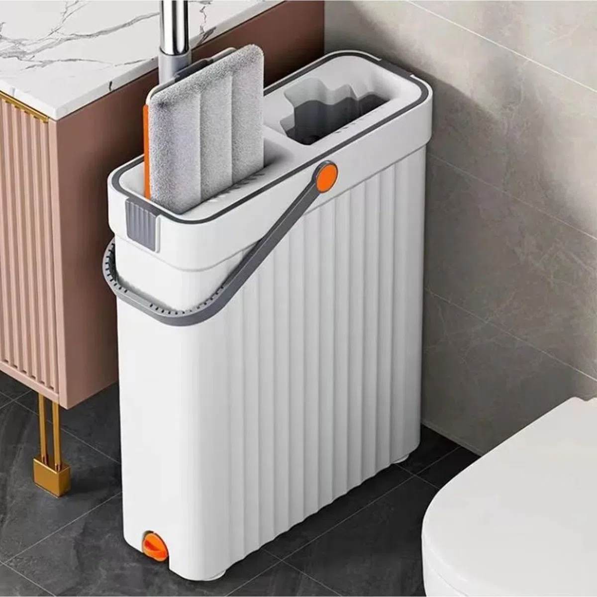 Juego de Fregona y Cubo para Limpieza Con Un De Agua Sucia Separado | Limpiador De Suelos Y Balde para Baldosas Mármol Cocina Baño Salón Ventana Dormitorio Apartamento