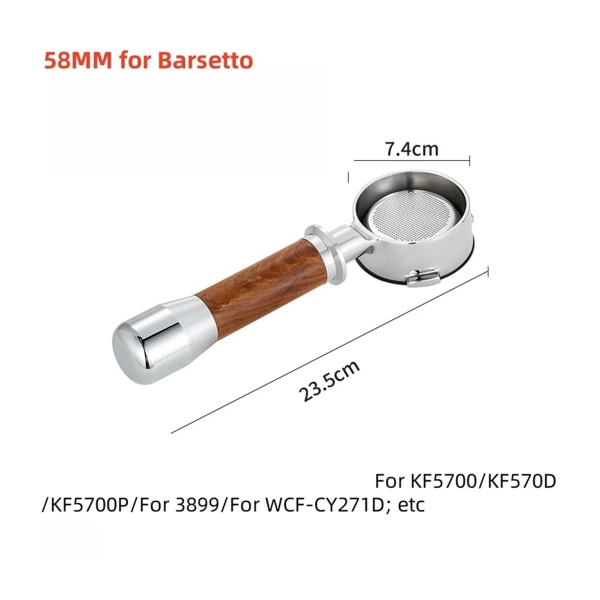 Portafiltro Sin Fondo De 51/58 Mm Con Asa Extraíble, Compatible Con Cafeteras Barsetto Y E61.(58MM for BAE01)