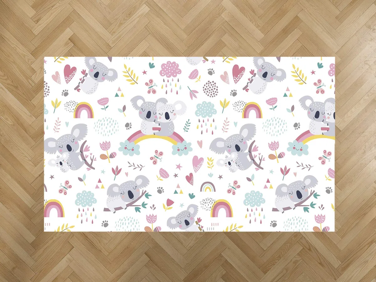 Oedim Alfombra Infantil Koala para Habitaciones PVC | 95 x 120 cm | Moqueta PVC | Suelo vinílico | Decoración del Hogar | Suelo Sintasol | Suelo de Protección |