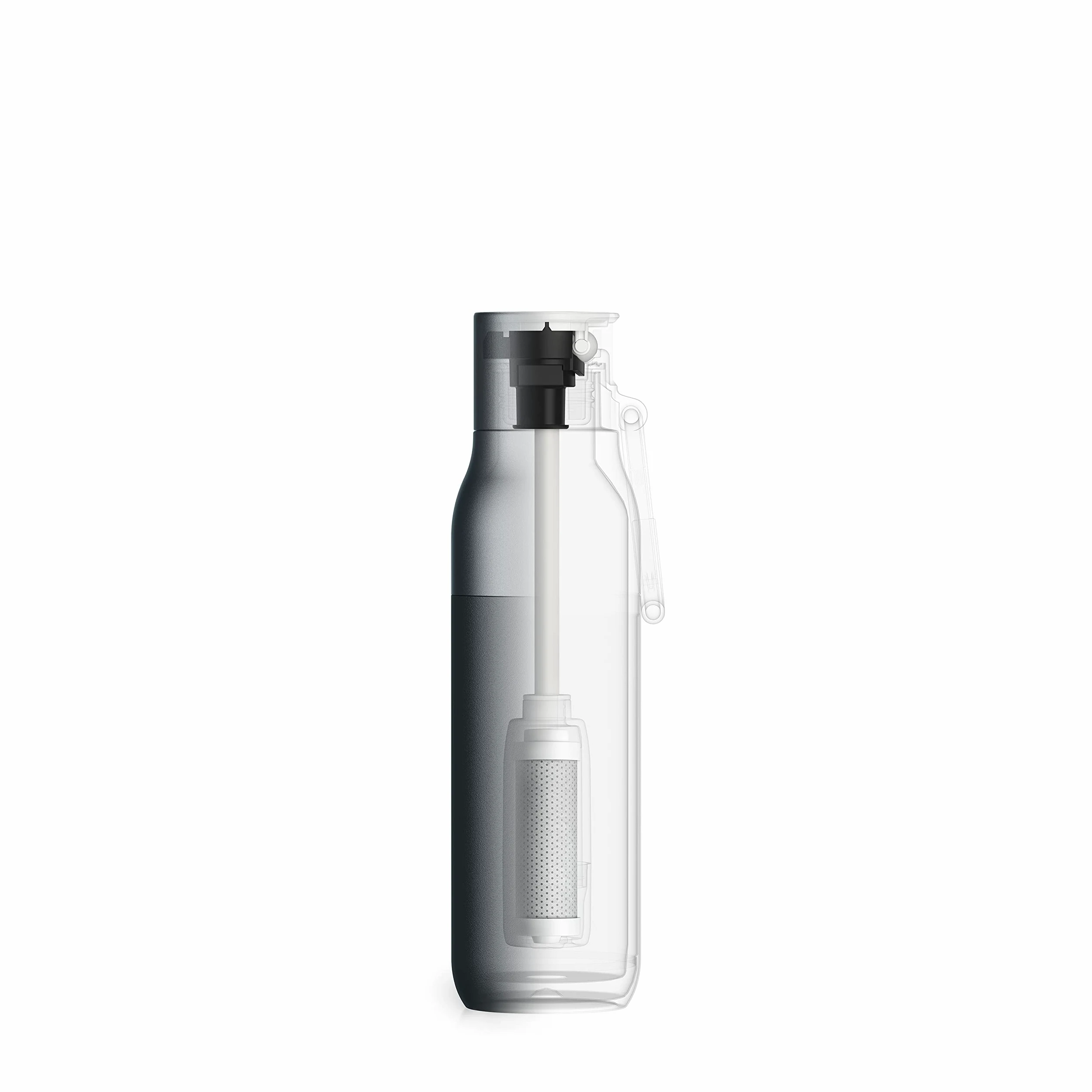 LARQ Botella con filtro Flip Top 740ml – Acero inoxidable aislado,Termica, Sorbete de baja presión, Filtros Nano Zero de larga duración, Libre de BPA, Granite White