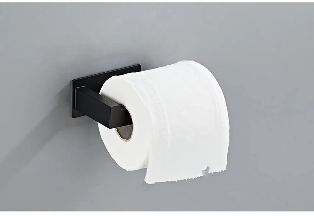 Juego de Accesorios para baño Negro Gancho para Bata Toallero Barra Estante Barra Estante Soporte para Papel de Seda Soporte para Cepillo de Dientes Accesorios de baño, B Soporte para Papel
