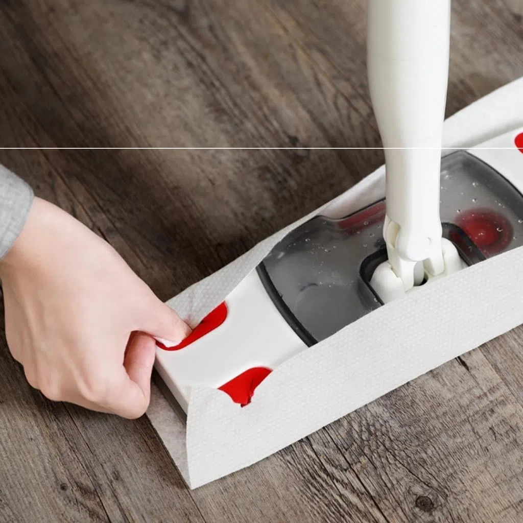 Mopa Spray FRONEJE, FRONE DE MOP no Tejido desechable y fregona Seca, con 16 0ml Botella Recargable Adecuada for Limpieza de Piso Apto para Todo Tipo de Suelos.