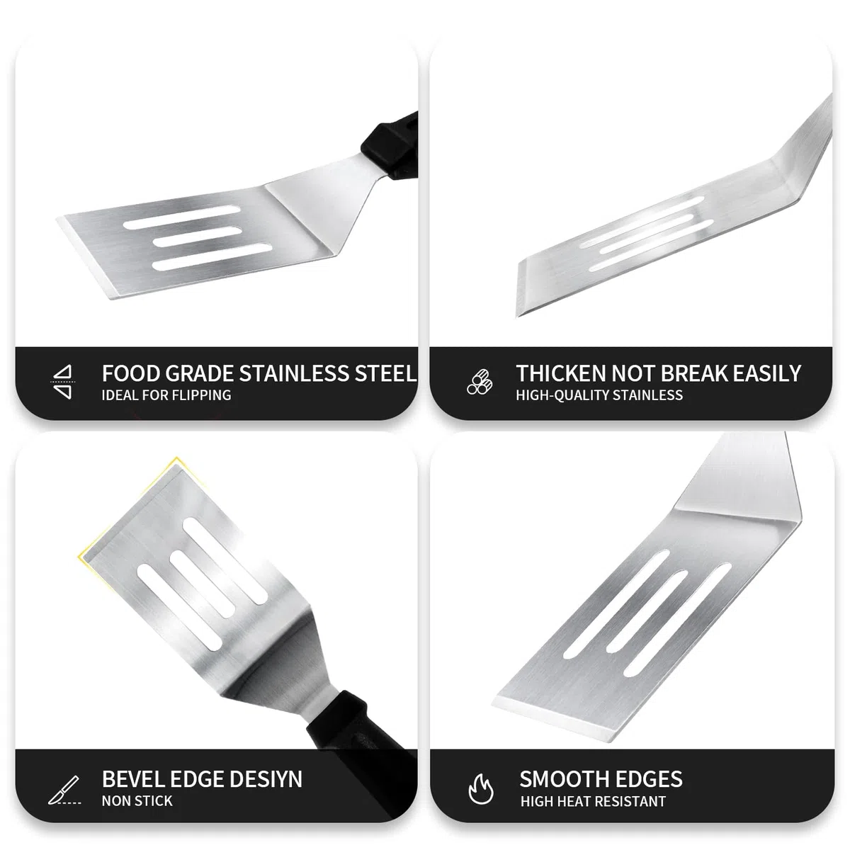 Espátula pequeña de 2 piezas, mini espátula de servir para uso en cocina, espátula de metal para servir y girar, ideal para panqueques, brownies, postres, galletas, huevos o sartenes pequeñas