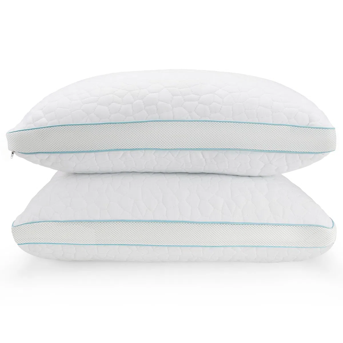 Shredded - Juego de 2 almohadas de espuma viscoelástica, altura ajustable y firmeza ajustable, funda de viscosa de bambú, transpirable y lavable, almohada ergonómica para dormir de lado, espalda y