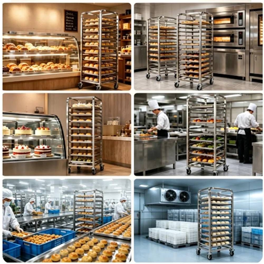 GRRICEPL Carrito de Aluminio con Ruedas para bandejas de panadería, Equipo para Hornear Pan | Carrito Comercial Para Bandejas De Pan, Estante Móvil Para Enfriamiento De Productos Horneados(46x60x169 cm)