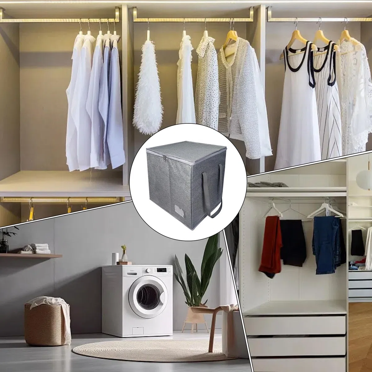 Organizador Para Perchas Bolsa De Almacenamiento Portátil Para Colgadores | Con Tapa Portátil Multiusos para Ropa Muñecas Armario Dormitorio Lavandería