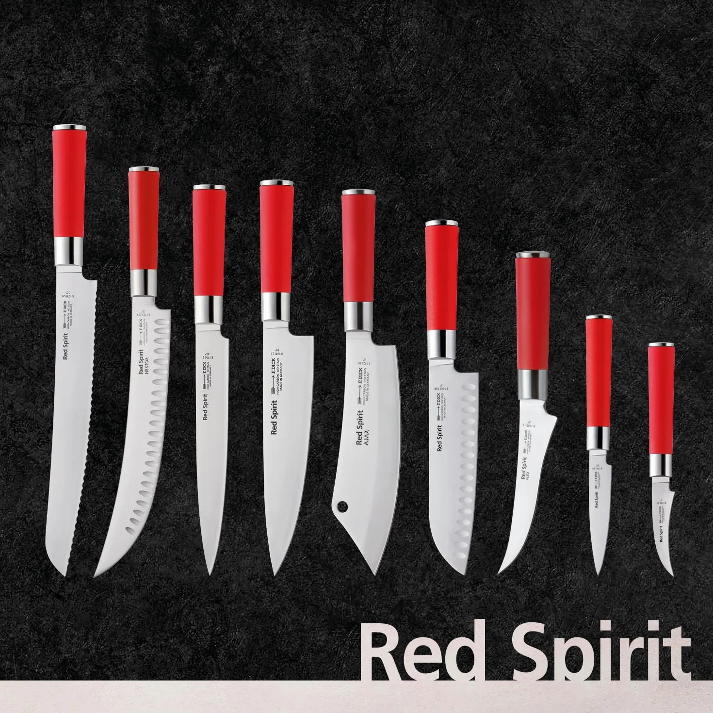 F. DICK Santoku, cuchillo de cocina asiático Red Spirit (cuchillo con hoja de 18 cm, acero X55CrMo14, inoxidable, 56 HRC) 81742182K