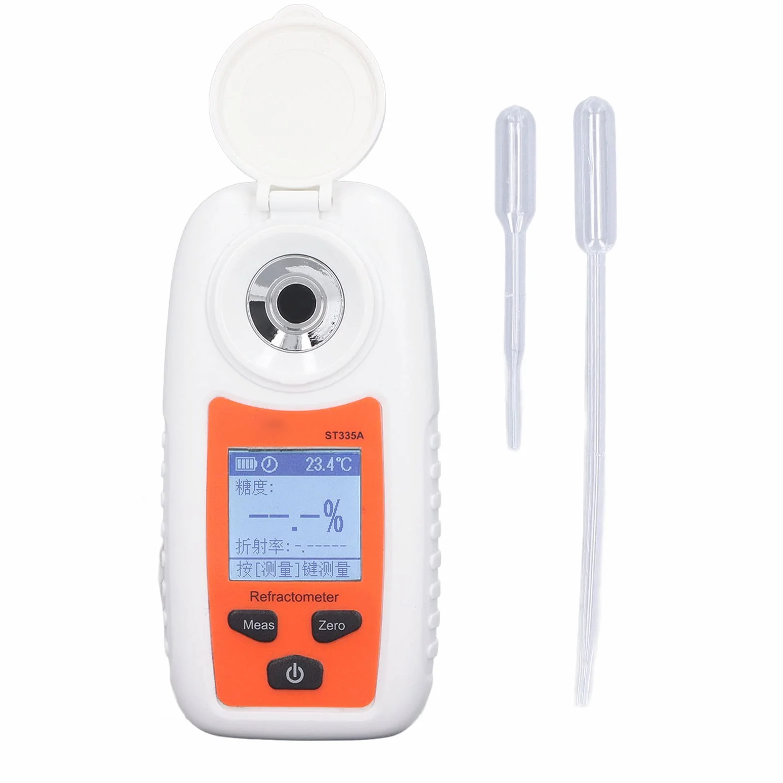 Refractómetro Digital para Medir Azúcar en Frutas y Jugos Sacarímetro de Alta Precisión ST335A Medidor de Dulzura con Pantalla LCD para Laboratorio y Producción