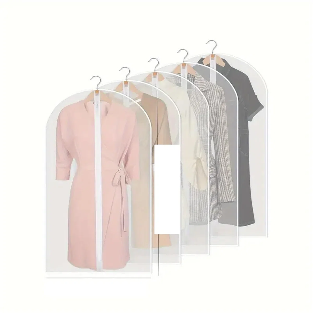 Fundas Ropa Armario Colgar 5 Fundas De Poliéster For Ropa Con Cierre Cremallera, Largas, For Colgar Abrigos, Chaquetas Y Organizar El Armario(5pcs 60x140cm)