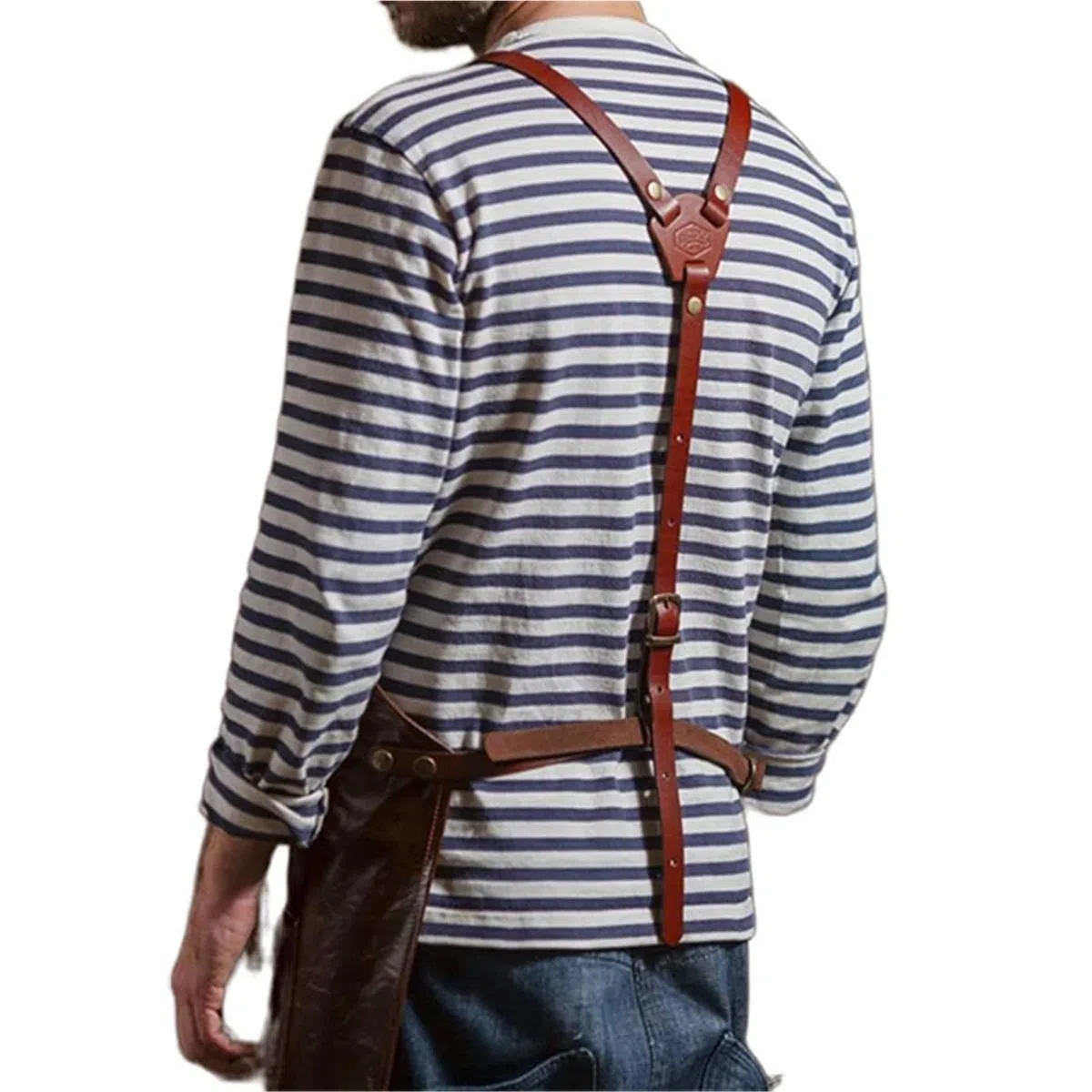 Delantal de alta resistencia Correa trasera de cuero sintético for barista, camarero, pastelero, cafetería, bistró, barbacoa, parrilla, uniforme, florista, barbero
