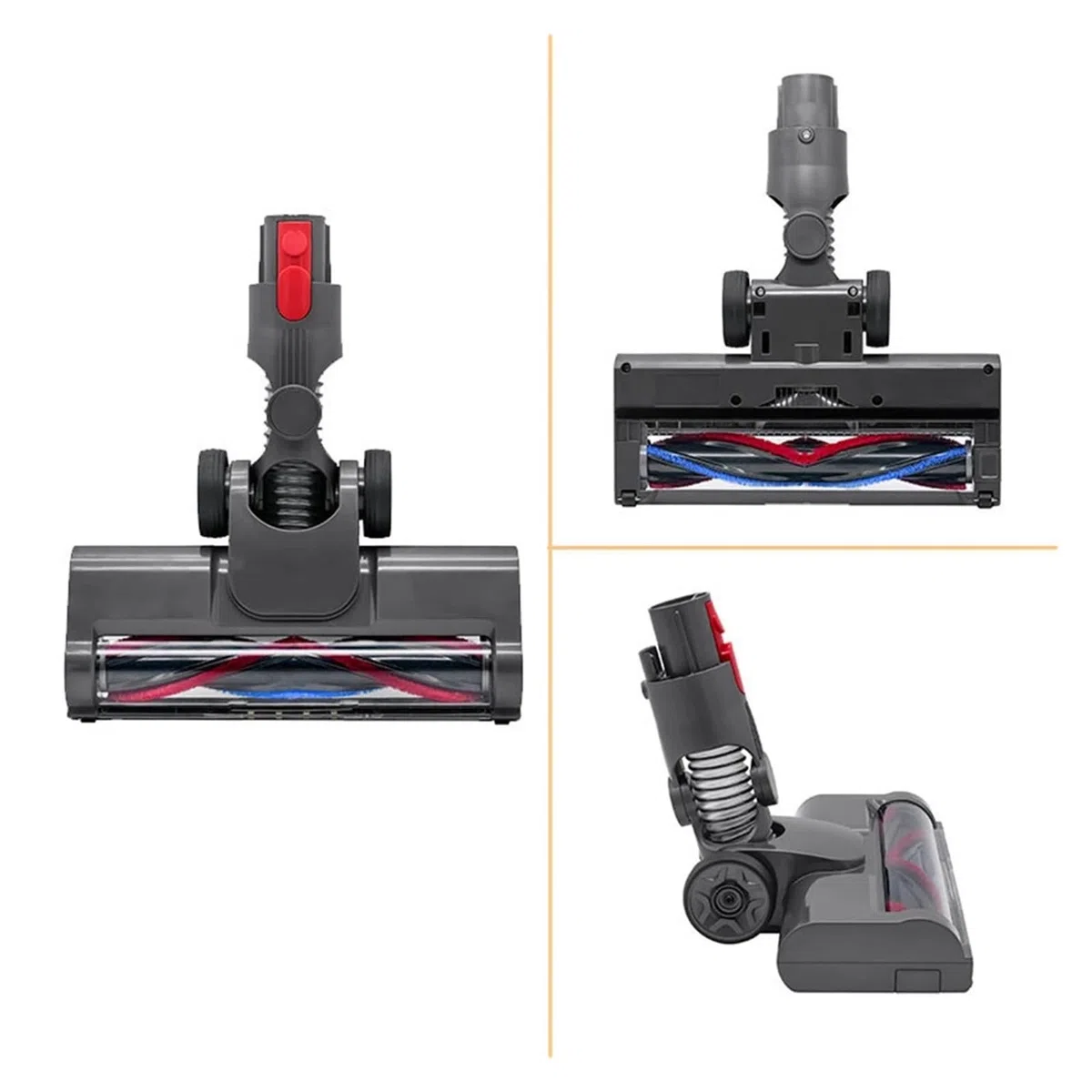 Cabezal de cepillo giratorio suave con luz LED for suelos de madera, compatible con aspiradoras inalámbricas Dyson V15, V10, V11, V8 y V7, boquilla antirayaduras.