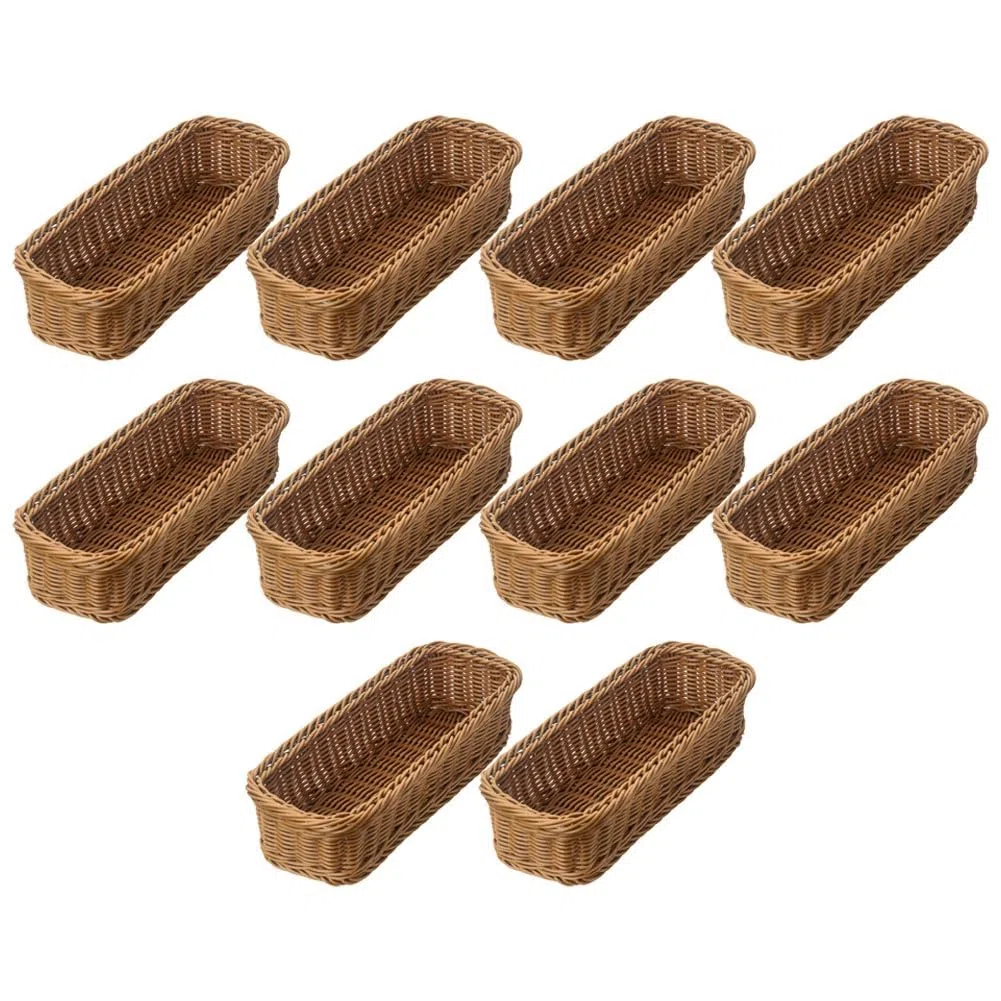 10 cestas de almacenamiento para cubiertos de escritorio, cesta tejida para almacenamiento de vajilla, restaurante, vajilla
