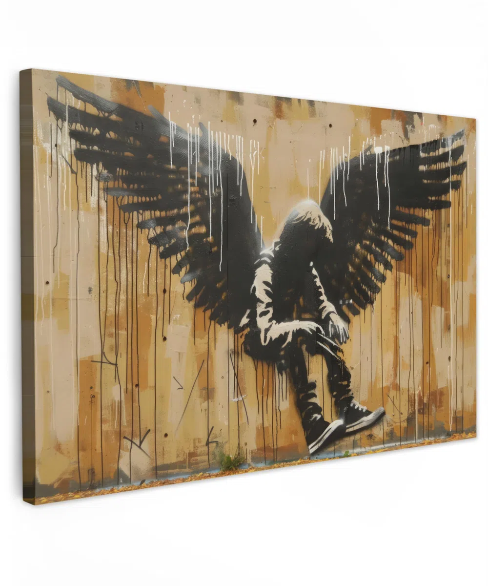 MuchoWow© Cuadros Salon Modernos 120x80 cm Lienzos de Fotos Pared Decoracion Habitacion Wall Art Lienzo Decoração Cuadro Graffiti - Arte - Alas - Arte callejero - Banksy