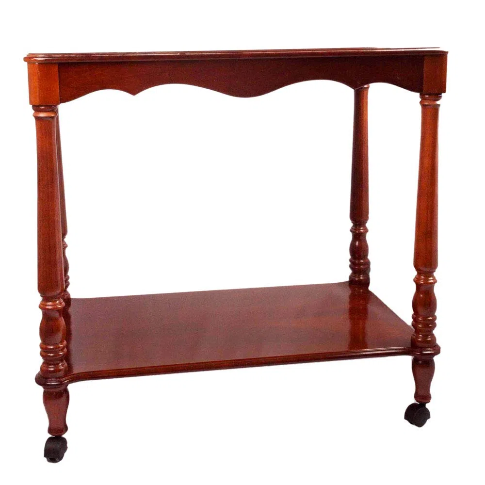 FranquiHOgar Mesa Carrito de Servicio Auxiliar de Madera con Ruedas y Bandeja para Cocina y Comedor Vintage 2 Niveles | Tamaño: 80 x 50 x 75 cm Toledo