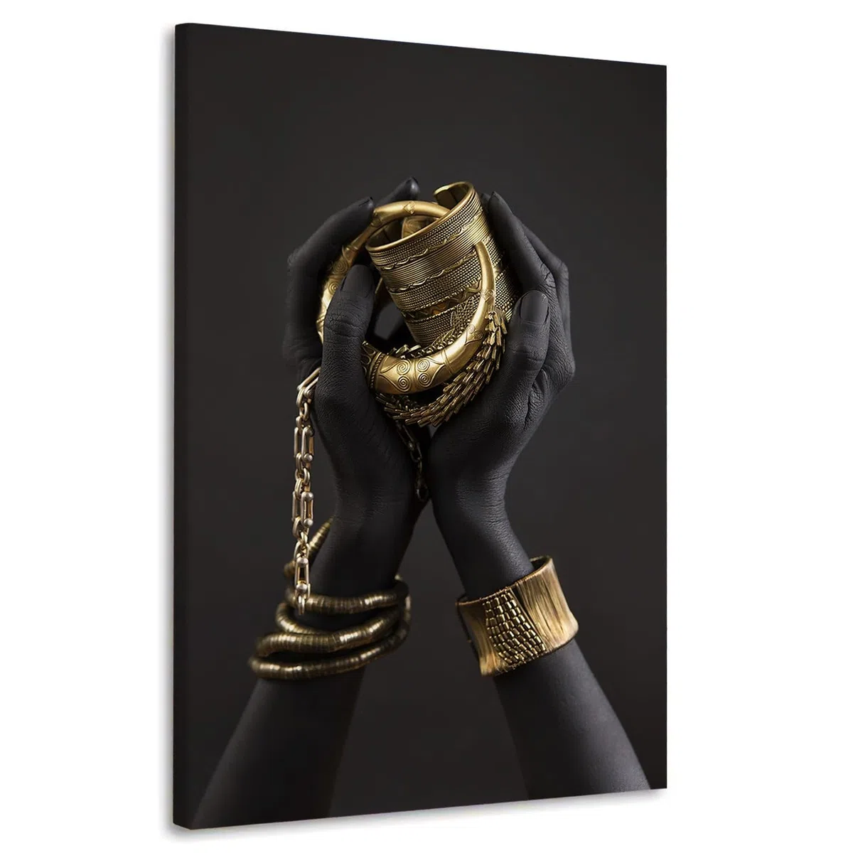 Lienzo Cuadro Moderno Donna Africana Estilo Manos Negras decoración de Pared Tamaño 60x40x2cm