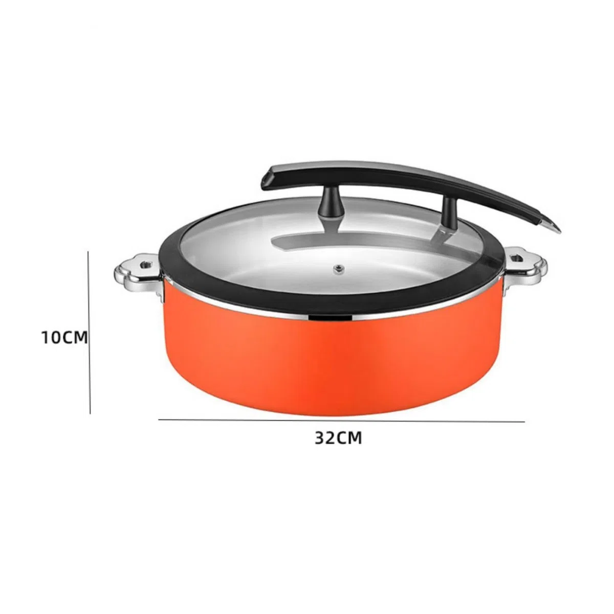 Servidor de Buffet de Acero Inoxidable Conservación del Temperatura Fuente Calentadora Uso Comercial Calentador Buffet Redondo para Catering, Naranja, 38CM