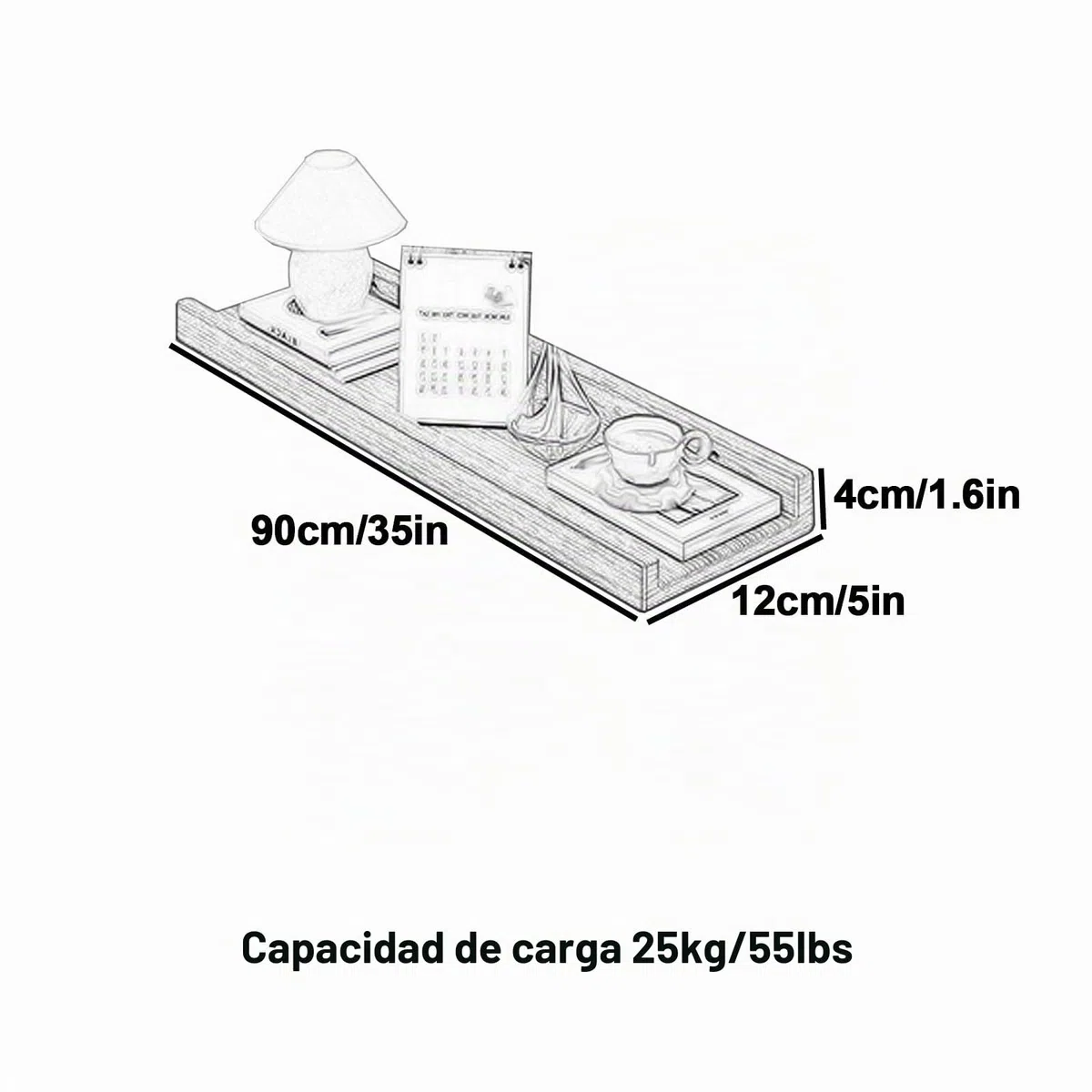 Balda Radiador de Pared de MDF, Cubreradiador, Baldas Flotantes Pared, Bordes Elevados para Evitar Caídas, para El Hogar, Sala de Estar, Dormitorio, Capacidad de Carga 25 Kg(White,90*12cm/35*5in)