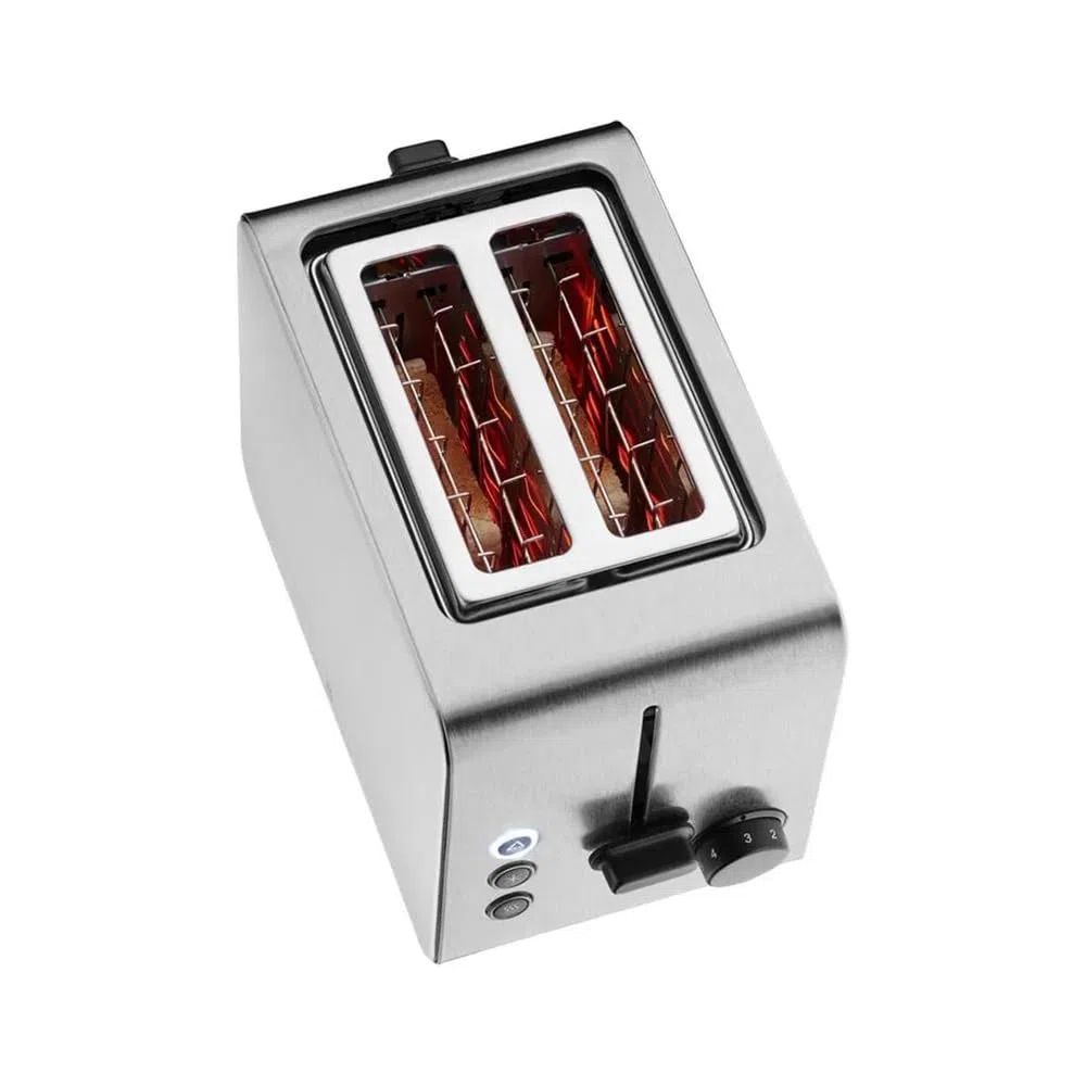 WMF Stelio - Tostadora con 2 rebanadas de acero inoxidable, doble ranura con accesorio para panecillos, función de bagel, 7 niveles de tostado, 900 W, acero inoxidable mate