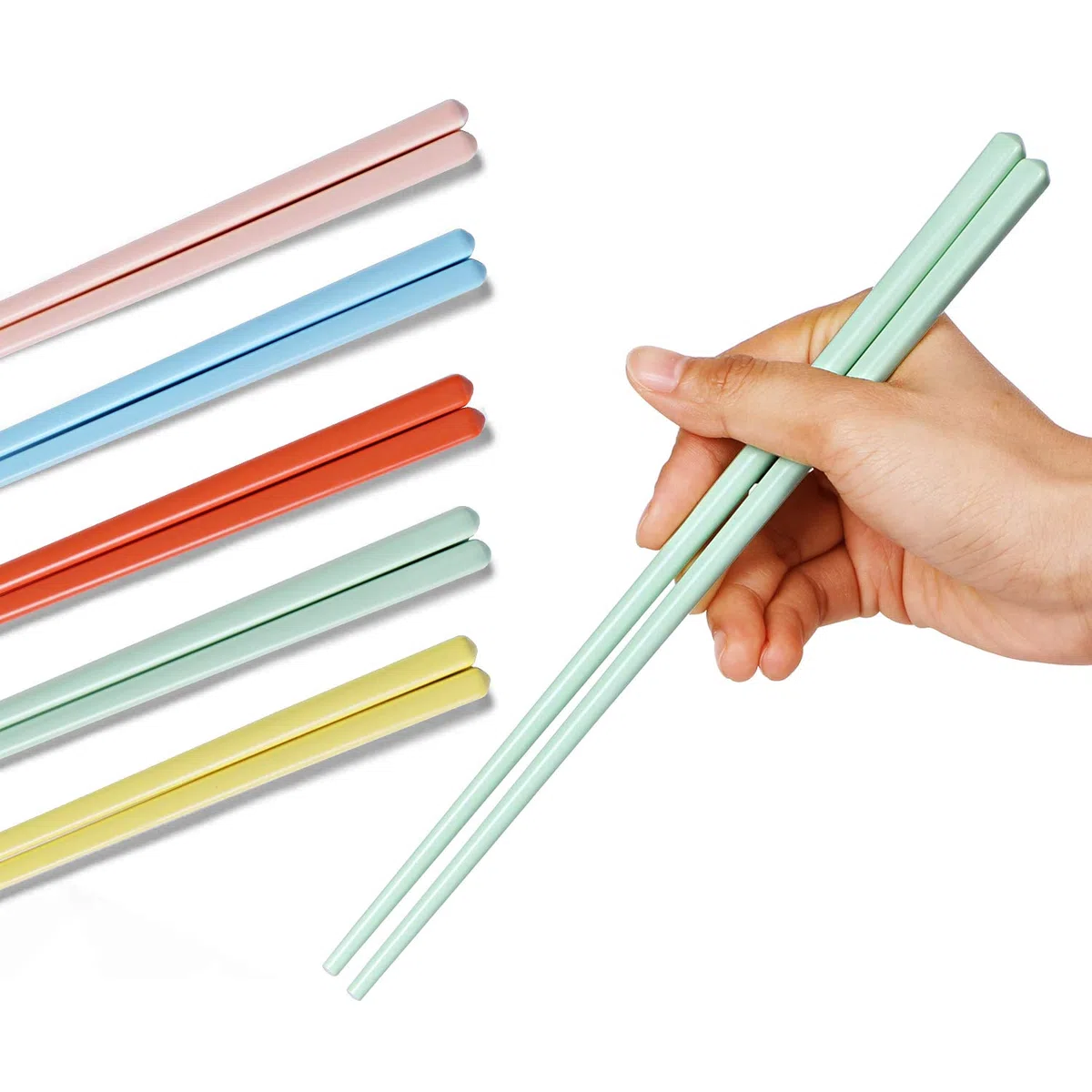 LEETOYI Juego de 5 palillos de cerámica de porcelana china fáciles de limpiar, 9.6 pulgadas (MixColor)
