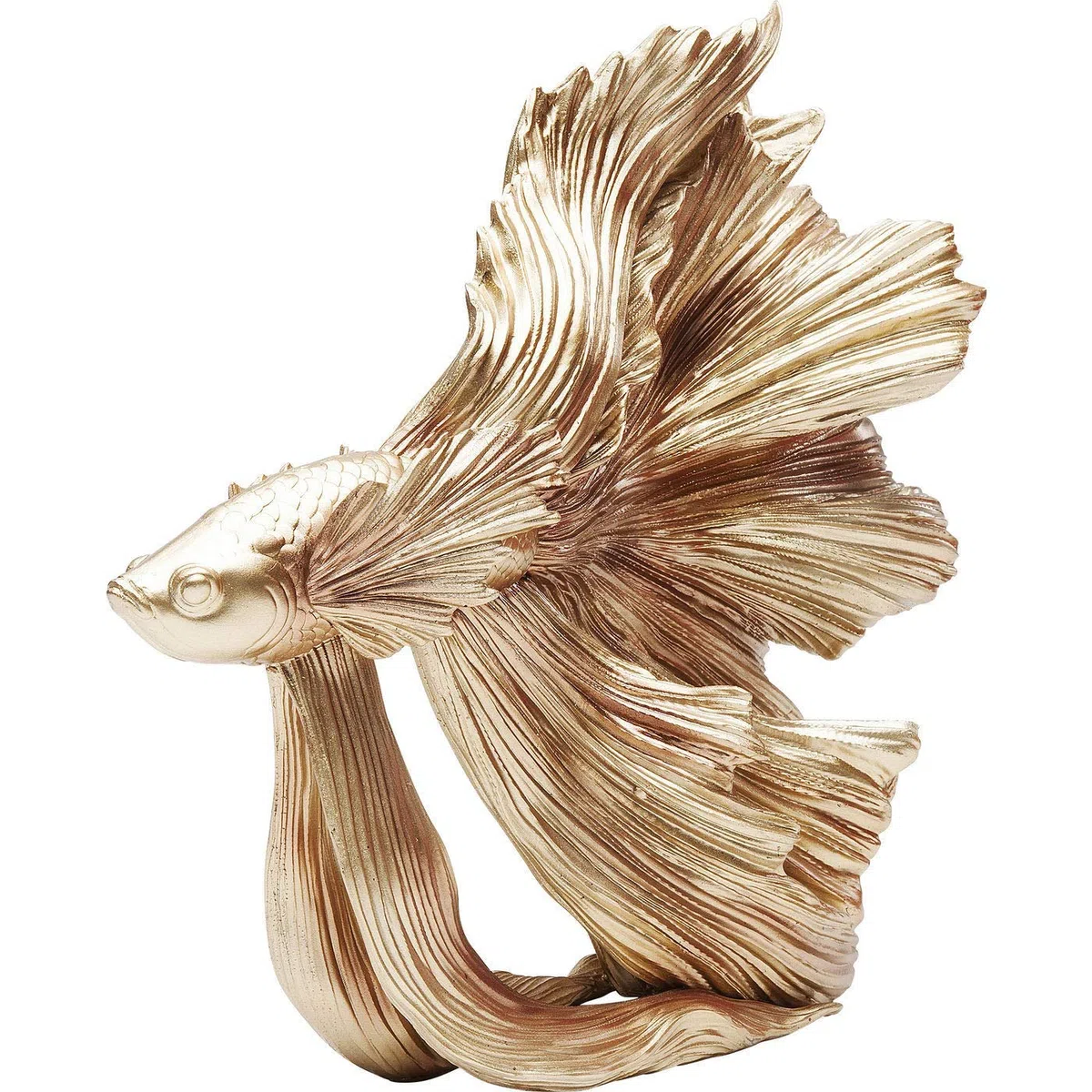 Kare Design Figura decorativa Betta Fish, oro, 32x35 cm | Hecha a mano, aspecto brillante, pez decorativo, elegante idea de regalo, para el salon