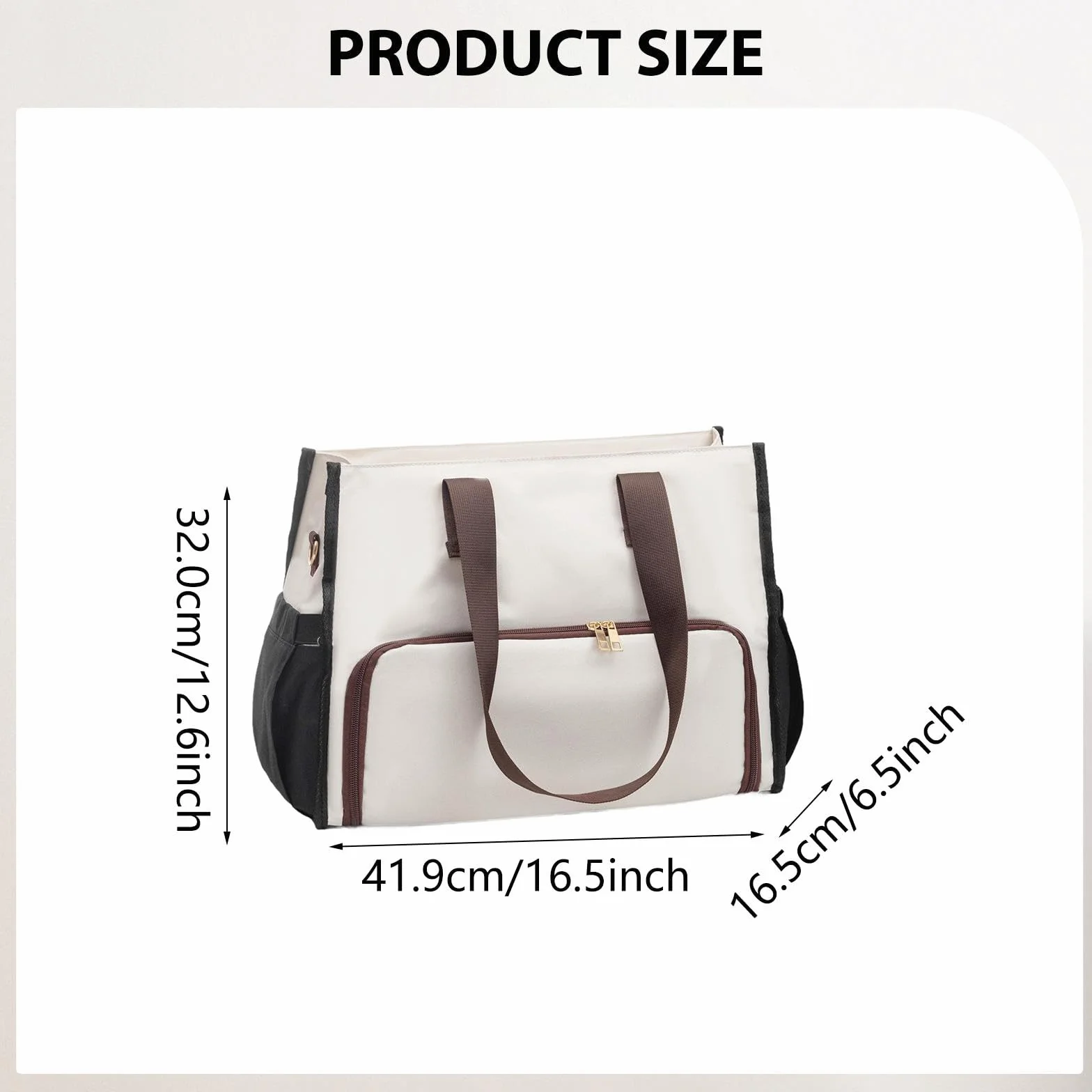 Amagogo Bolso de Mano para Mujer, isotérmico, Tipo, Multifuncional, de Gran Capacidad, Ideal para Viajes y Oficina, Negro Blanco Marrón
