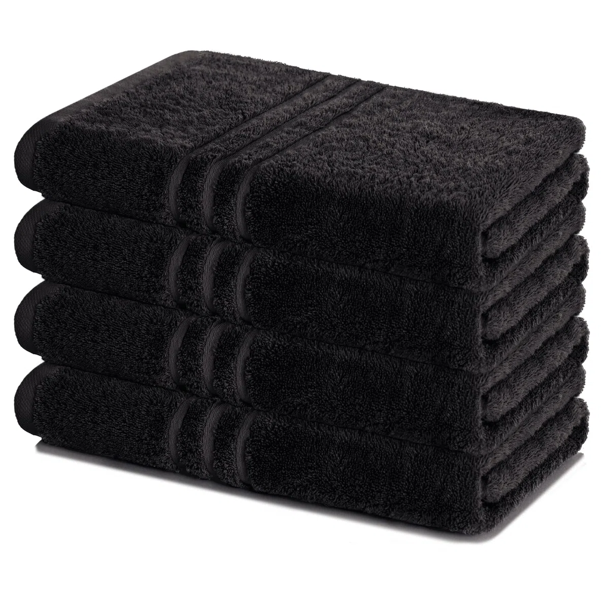 Lavea® Juego de 4 Toallas de Baño 70x140 cm en Rizo 100% Algodón – Suaves y Absorbentes – Toallas de Baño Grandes y Toallas de Ducha Ideales para Casa, Hotel y SPA – Negro