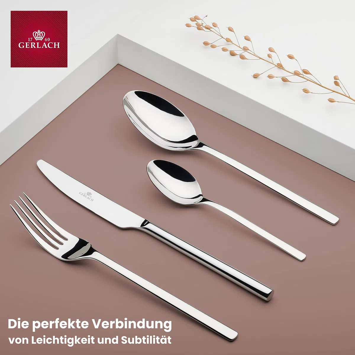 Gerlach Moderno Juego de cubertería para 6 Personas, Apto para lavavajillas, de Acero Inoxidable, Elegantes Cubiertos con Cuchillo, Tenedor, Cuchara y cucharilla, 24 Unidades, Color Plateado