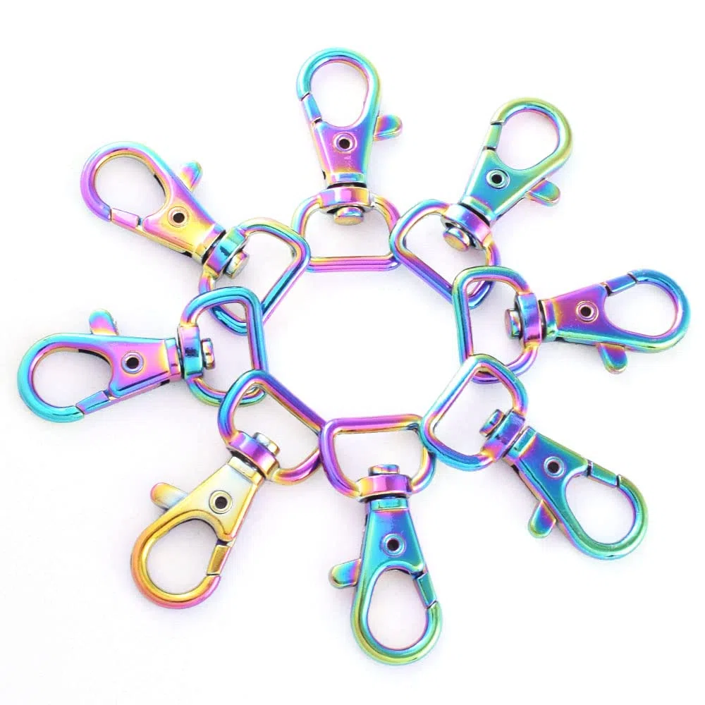 Cierre giratorio de arco iris con mosquetón de 1,27 cm para llavero, base de llavero, clips de cincha, accesorios para bolso, accesorios para manualidades, joyas, 20 piezas (arcoíris)