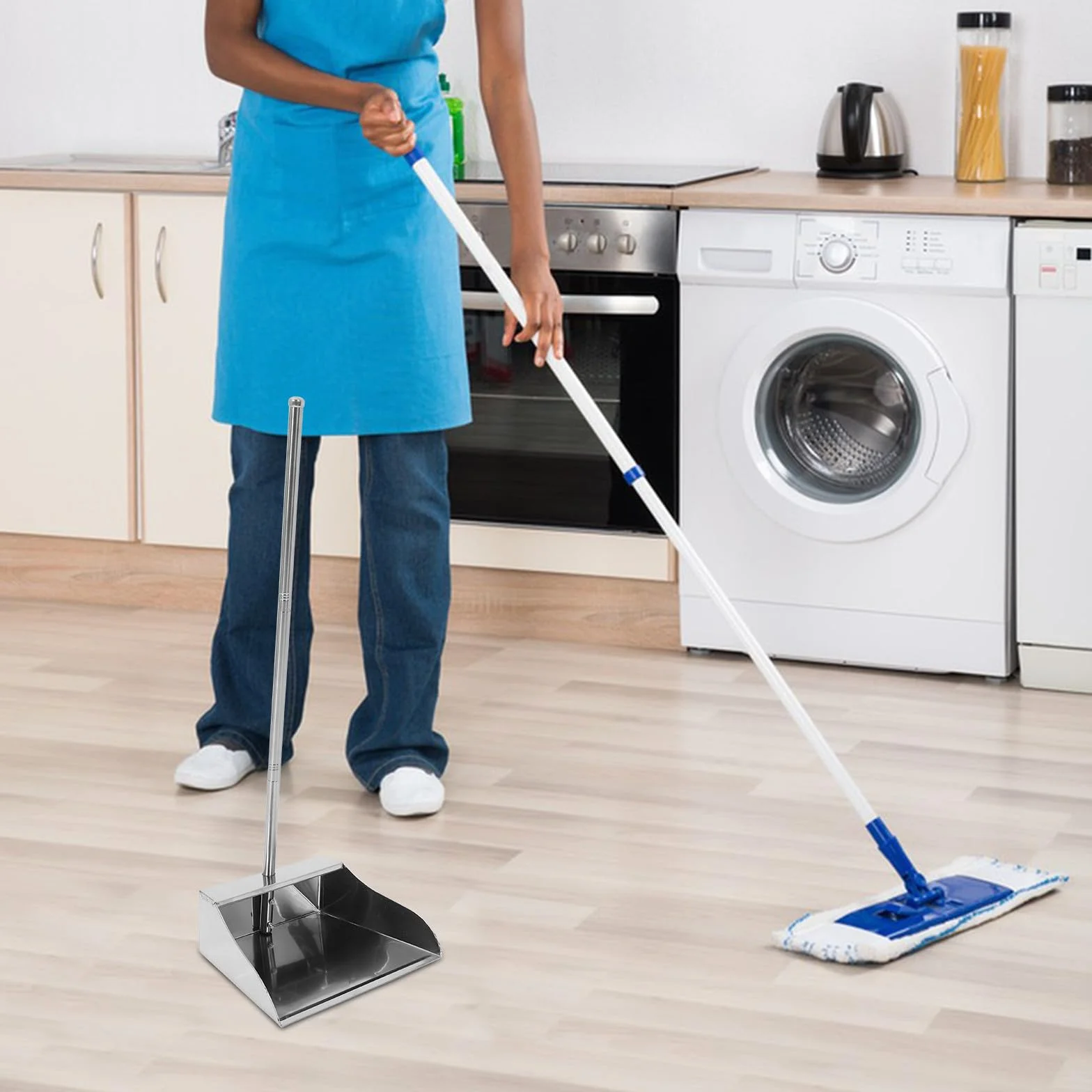 Pala Recogedor de Basura de Acero Inoxidable con Mango Ergonómico Gran Capacidad y Diseño Elegante para Limpieza Doméstica y Oficina Práctico Utensilio de Hogar Resistente y Fácil