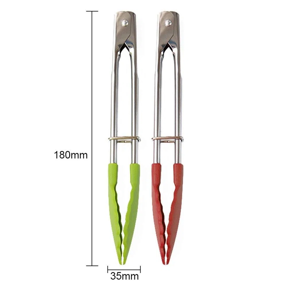 Pinzas de Cocina Pinzas de Silicona de Acero Inoxidable para Alimentos para Cocina Pinzas de Cocina Antideslizantes Barbacoa Utensilios de Cocina (Rojo)