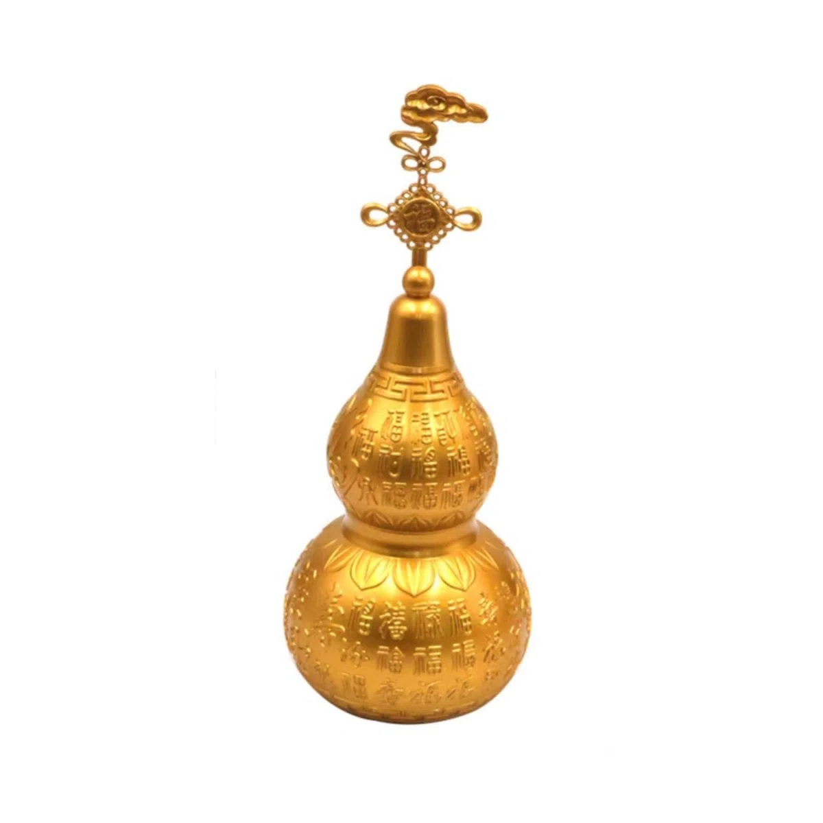 Calabaza de Latón Figura Ornamento Escultura Estatua Acabado Latonado con Relieve Chino y Adecuada para Entrada Sala Estantería Escritorio de Trabajo Colección 24cm