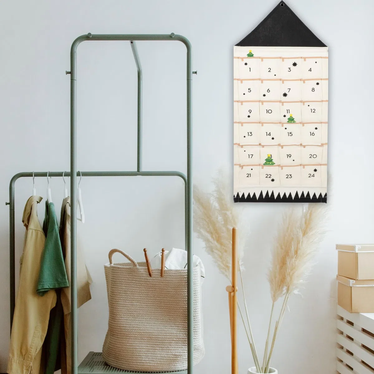 VICASKY 2piezas Bolsa De Almacenamiento Colgante De Navidad Bolsillos Organizador Multifuncional Para Pared Decoración De Adviento Para Adultos Para Mantener Orden Adornos y Pequeños