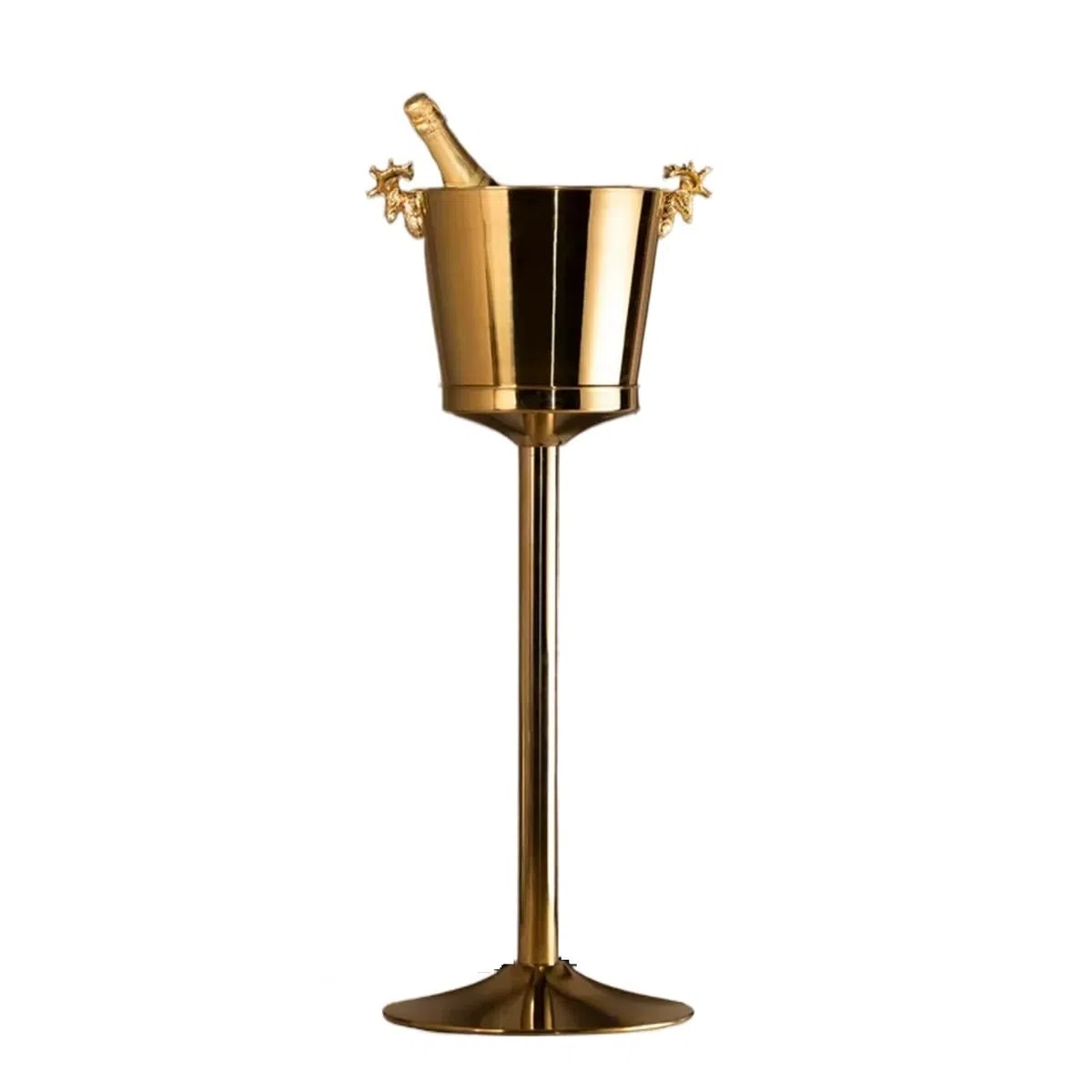 Cubo de Hielo Enfriador de Vino Independiente Grande Acero Inoxidable, enfriadores y Bodega con cubeta Hielo, Utensilios Cocina for Bar Cubo de Hielo frío para Barra(Gold)