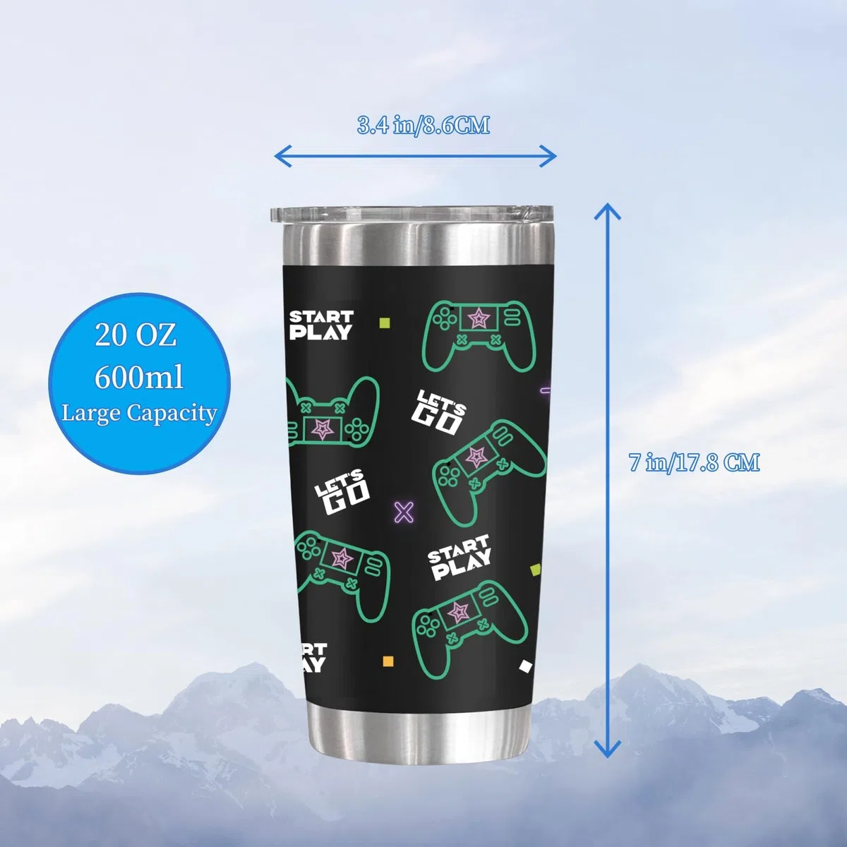 Taza para jugadores, regalo para adolescentes y niños, adolescentes, hombres, hijo, papá, novio, marido, padre, Pascua, cumpleaños, Navidad, controlador de videojuegos, taza de acero