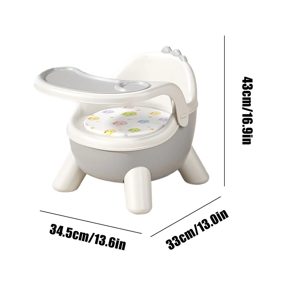 Silla Para Comer Bebé Silla Infantil de Comedor con Diseño de Dinosaurio | con 2 Bandejas Extraíbles y Asiento Ergonómico, para Alimentación en Casa, Guardería o Exteriores