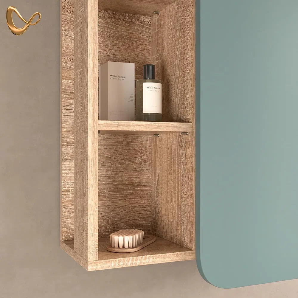 Livinity Armario de baño Marano, Gris Azulado, 50 x 75 cm con Puerta y Compartimentos Abiertos