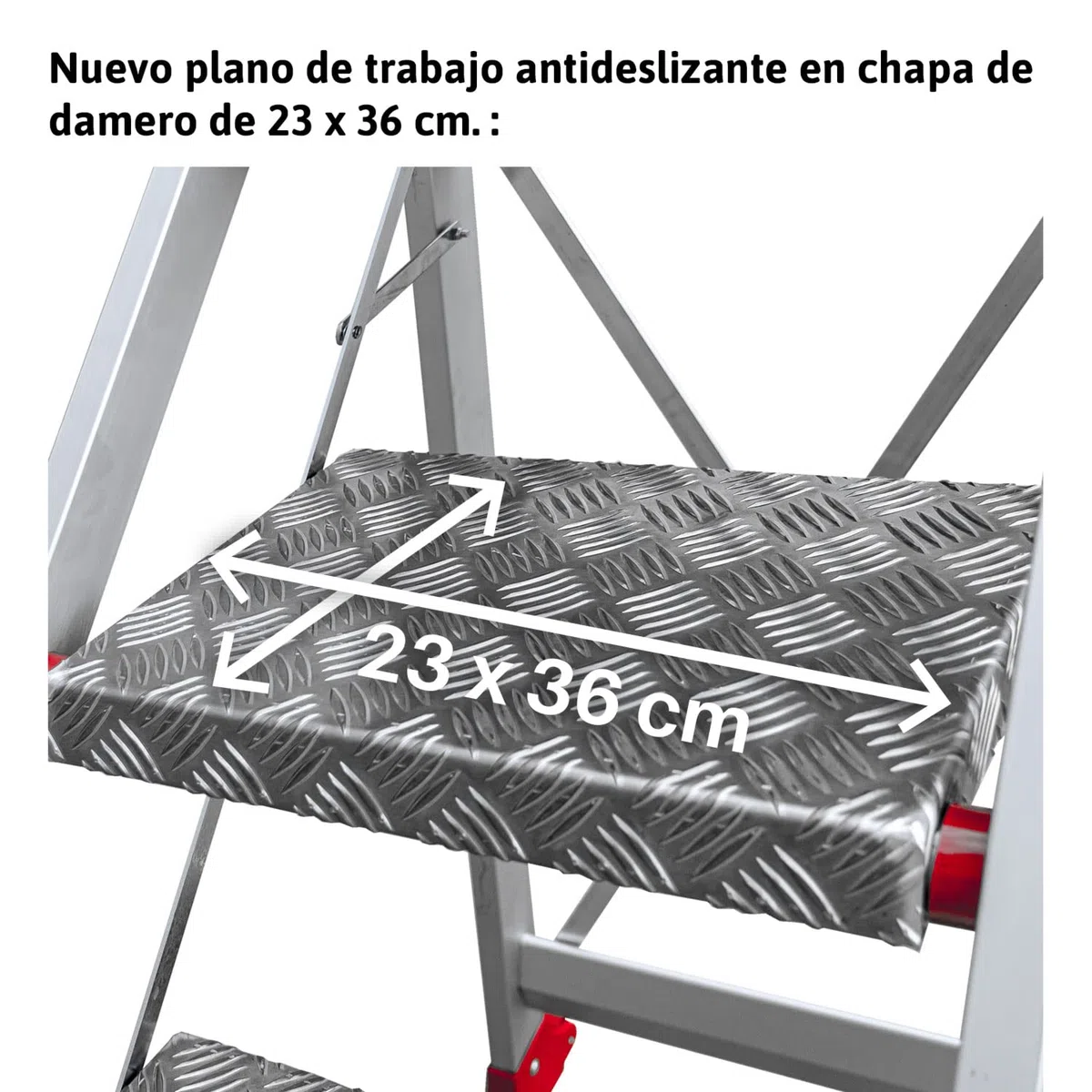 Faraone - Taburete Alto de Aluminio SGP05 - con 5 Peldaños - 177x57x15 cm - Plegable y Ligero - Ideal para Trabajos en Altura - Peso Soportado de 150 kg - Peldaños Antideslizantes