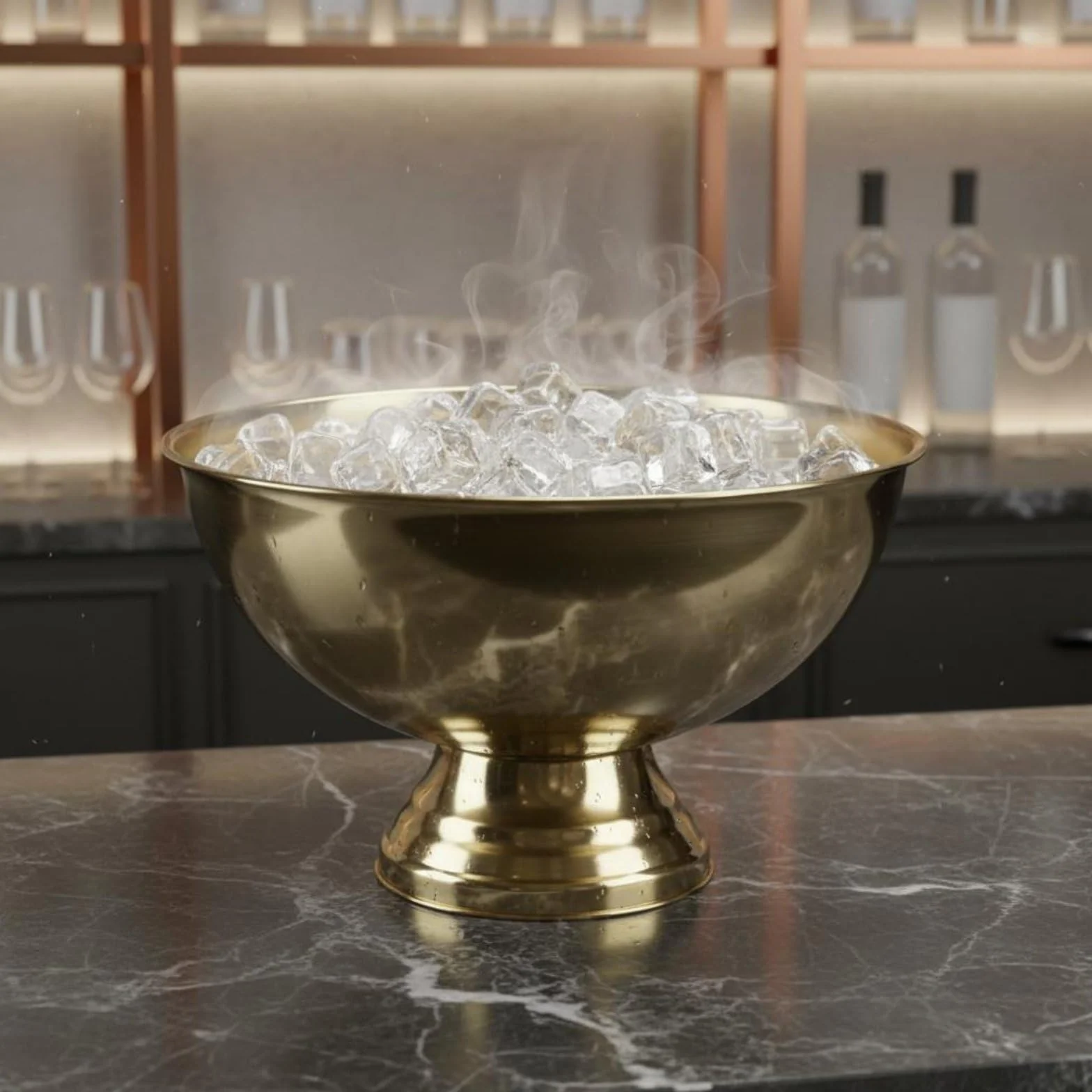 Champanera Robusta Construida en Acero Inoxidable Balde para Botellas de Vino Recipiente para Hielo y Cubeta Grande Adecuada para Fiestas Familiares y Recepciones Sociales, Dorado