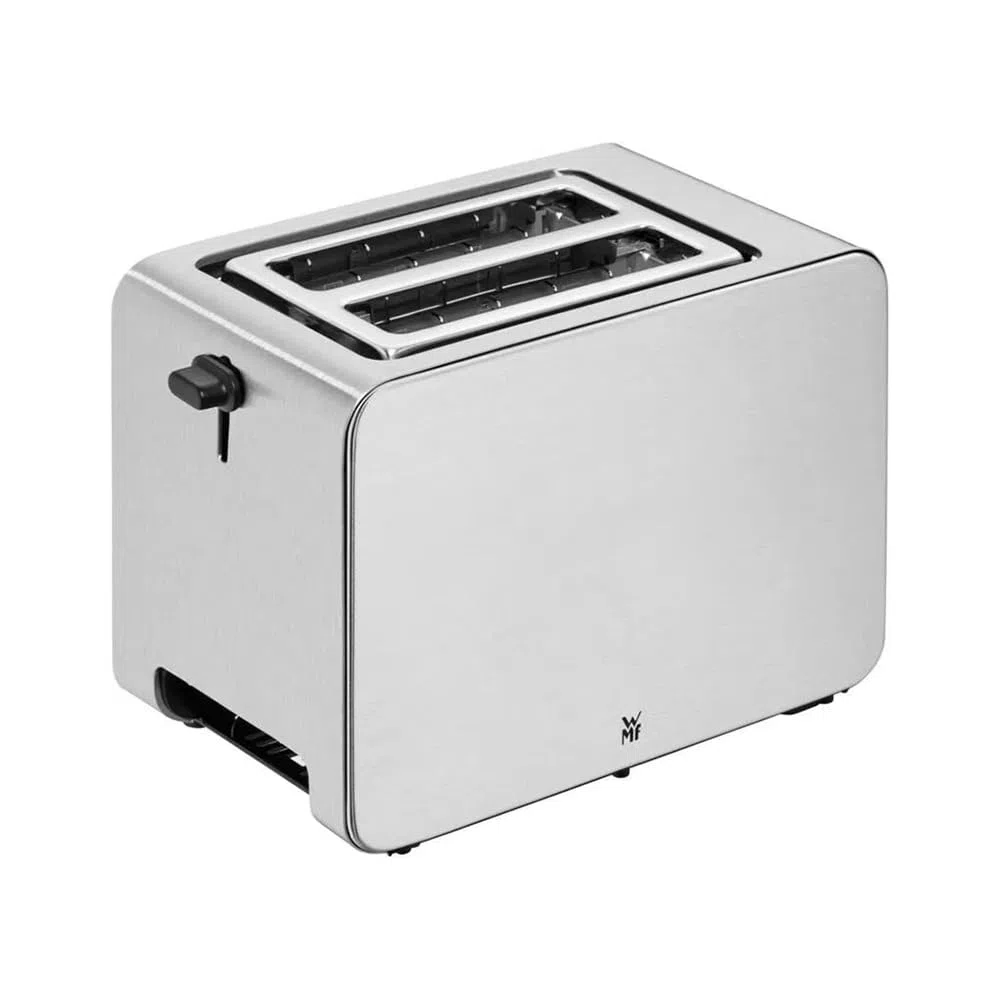 WMF Stelio - Tostadora con 2 rebanadas de acero inoxidable, doble ranura con accesorio para panecillos, función de bagel, 7 niveles de tostado, 900 W, acero inoxidable mate