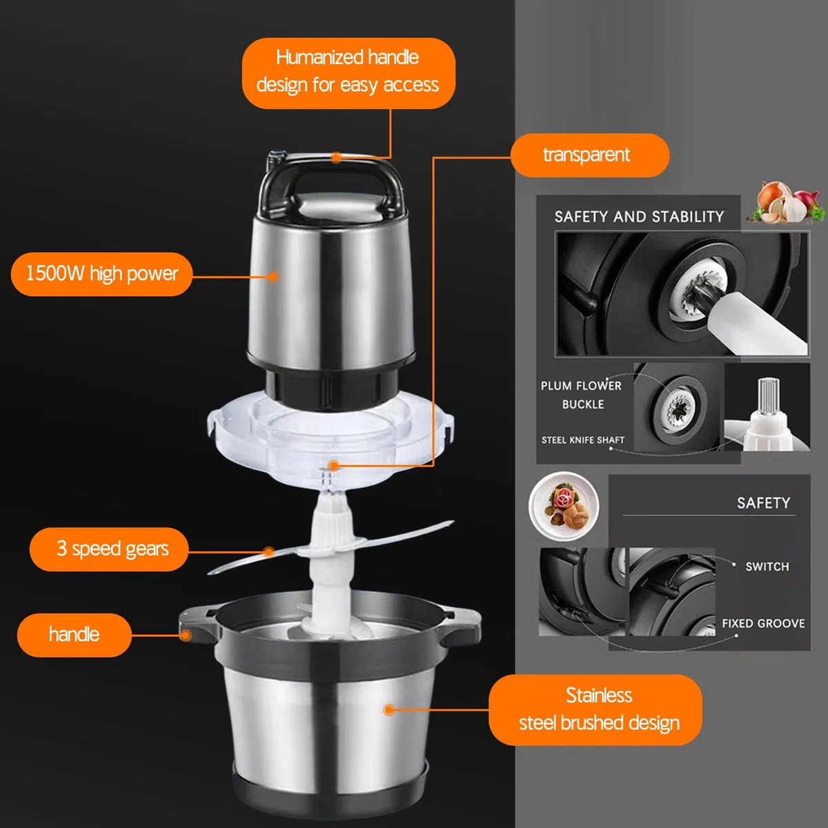 Picadora De Carne Eléctrica Helicóptero 6L, Gran Capacidad 3 Engranajes Disponibles, Potente Motor De Cobre 1500W, Procesador De Alimentos De Acero Inoxidable, Para Uso Comercial O Doméstico