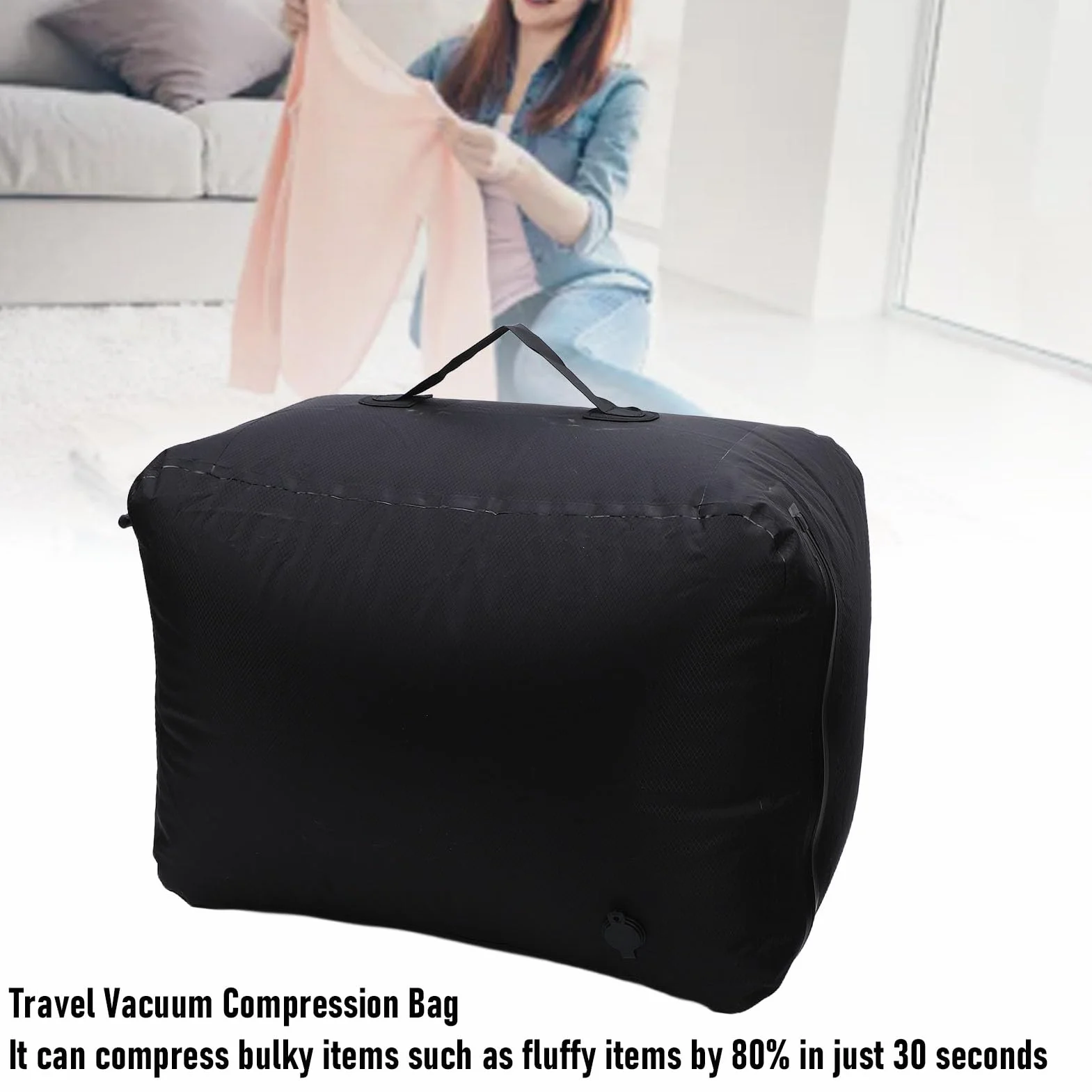 Zunate Bolsa de Vacío de Viaje Reutilizable Bolsa de Compresión Resistente Al Agua con Bomba para Viajeros que Ahorran Espacio Gimnasio Piscina Playa Nylon TPU 2 Bolsas + Accesorios (50L)