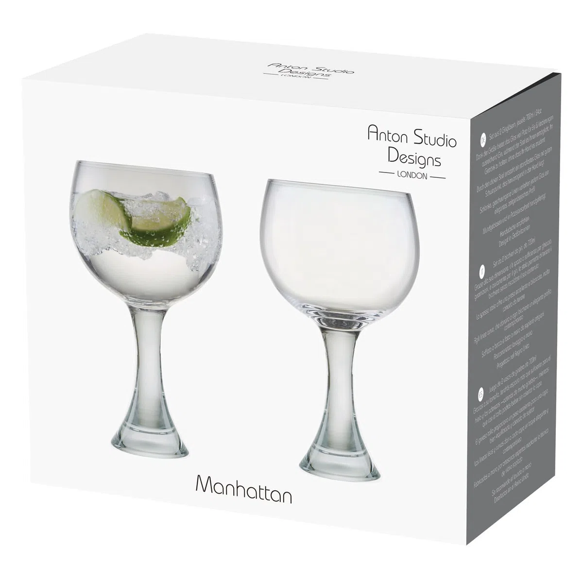 Copas de Ginebra Manhattan – Juego de 2 – Capacidad de 700ml por Copa – Hermoso Diseño Con un Tallo Grueso y Cáliz Grande, La Adición Perfecta para El Bar en Casa