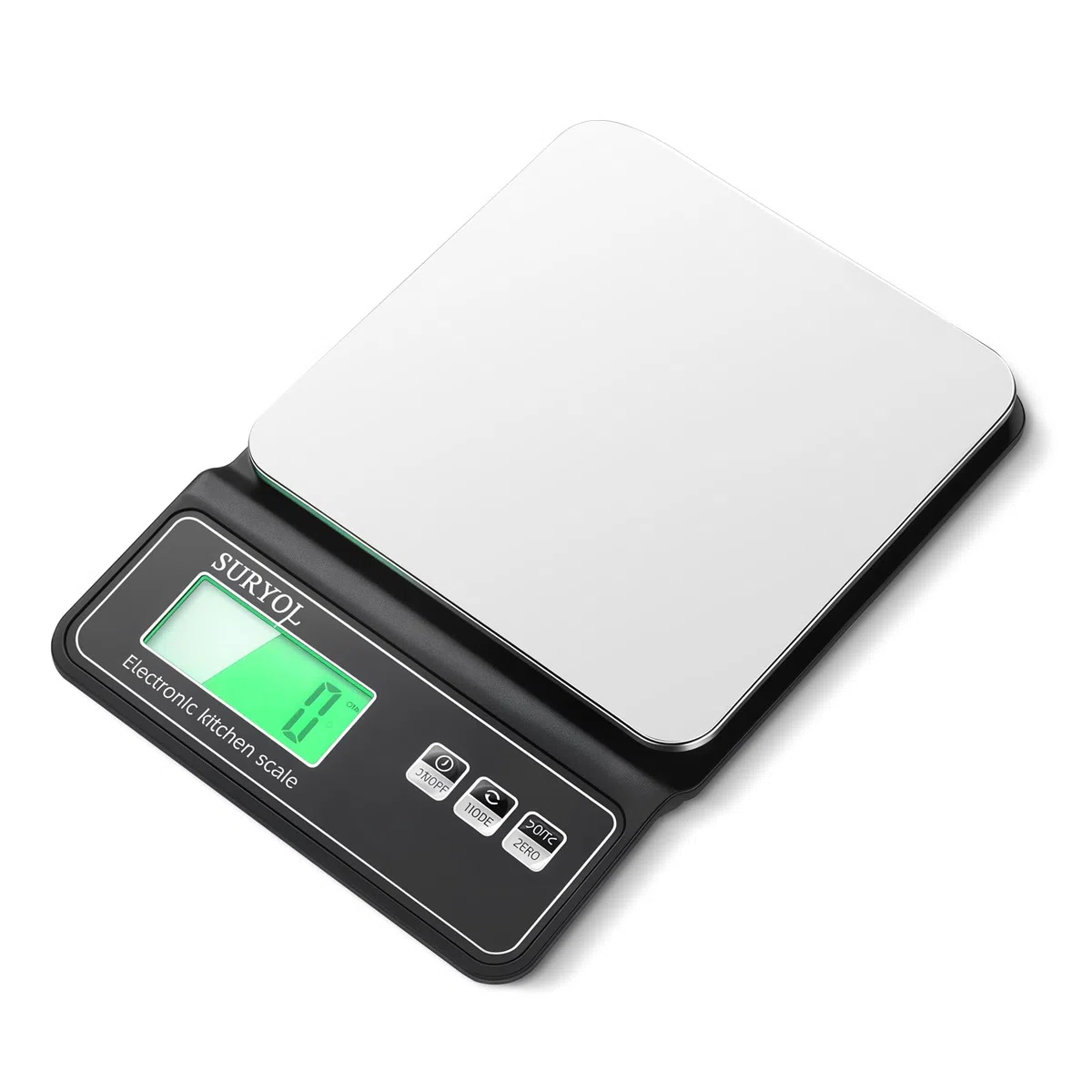 Báscula digital de alimentos de 0,5 g/0,1 oz – 11 libras, 5 unidades, vidrio templado y acero inoxidable, báscula de peso de alimentos en gramos y onzas para cocinar, hornear