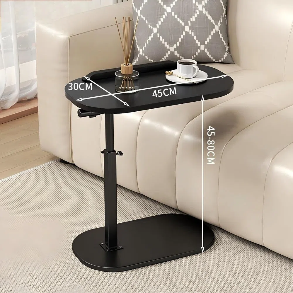Mesa Auxiliar Sofa Altura Ajustable de 17,7 a 31,5",mesas auxiliares Salon en Forma de C para,Mesa Auxiliar de Cama pequeña para Espacios pequeños para Sala de Estar,Mesa Cafe,Negro