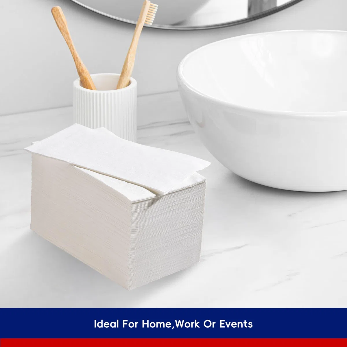 Paquete de 100 servilletas de papel desechables de alta calidad de 3 capas, toallas de mano de papel suaves y absorbentes para fiestas, cocina, cenas o eventos (blanco) | Toallas de mano suaves y absorbentes, de alta calidad, de 3 capas, elegantes para fi