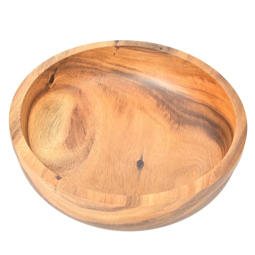 Ensaladera de Madera, Utensilios de Cocina Ecológicos, Recipiente de Comida Multifuncional para el Hogar y la Cafetería, Madera Natural 39x11,5 Cm (30 * 9cm)