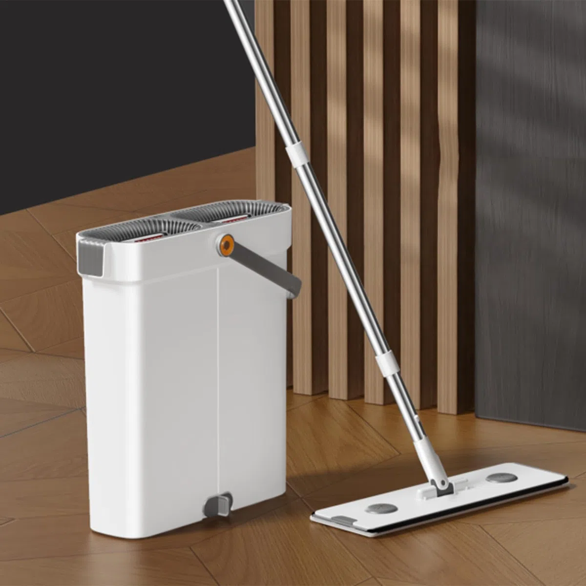 Set de Mopa Plana con Cubo de Limpieza Limpieza En Seco Y Húmedo | Mopas de microfibra Kit limpieza húmedo seco en superficies, en el hogar y la empresa