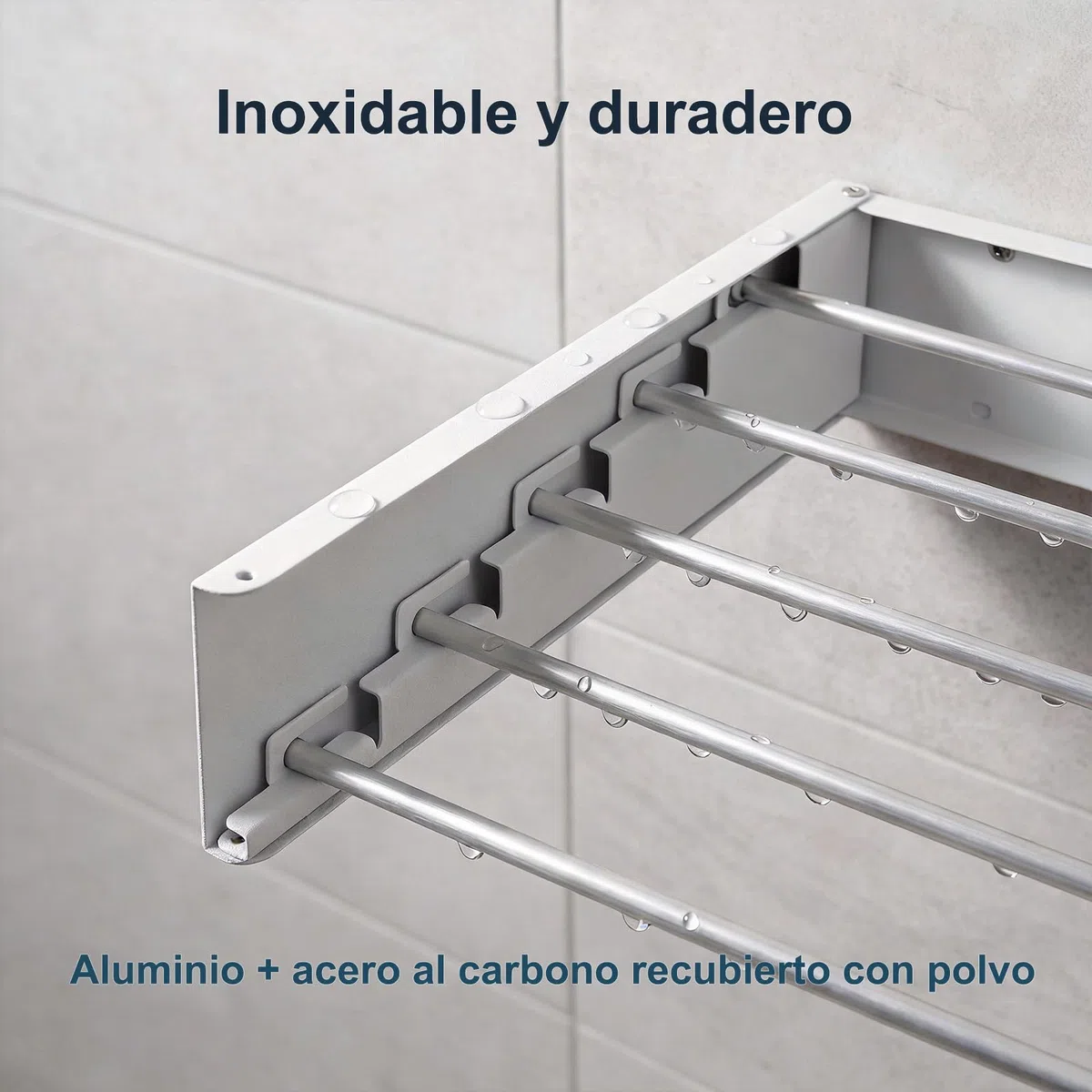 FUSHITON Tendedero de Pared Plegable 5 Barras, Soporte de Toallas Plegable de Aluminio + Acero al Carbono Recubierto de Polvo, Ahorro de Espacio para Baño y Balcón, MAX 10 kg, Blanco